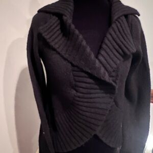 Women's Black Ribbed Cardigan